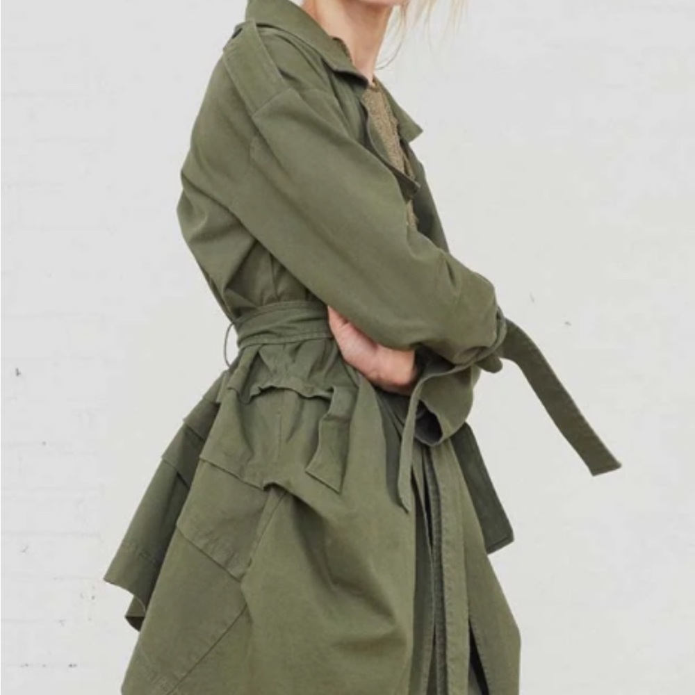 Marissa Webb Olive Green Belted Trench Coat